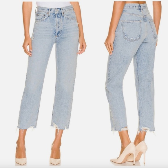 AGOLDE 90’s Crop JeanRaw Frayed Hems 100% Cotton Rigid High Rise 26